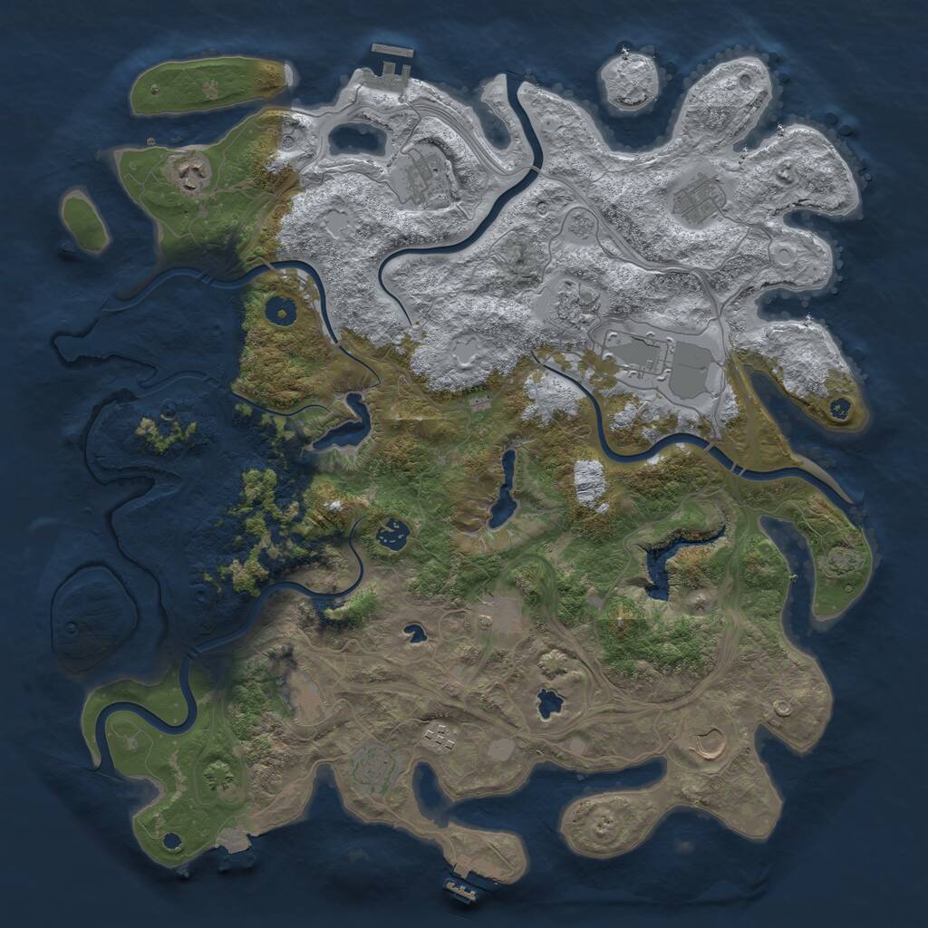 Rust Map: Procedural Map, Size: 4500, Seed: 872003702, 17 Monuments