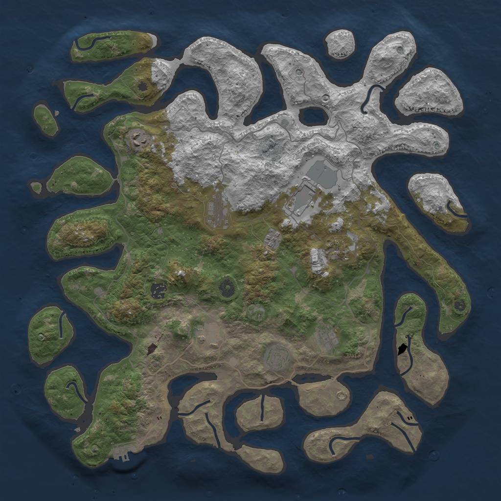 Rust Map: Procedural Map, Size: 4500, Seed: 872003702, 13 Monuments