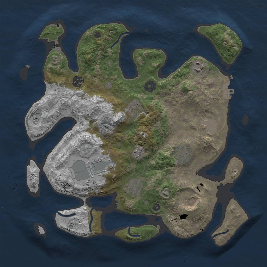 Rust Map: Procedural Map, Size: 3500, Seed: 122617, 13 Monuments