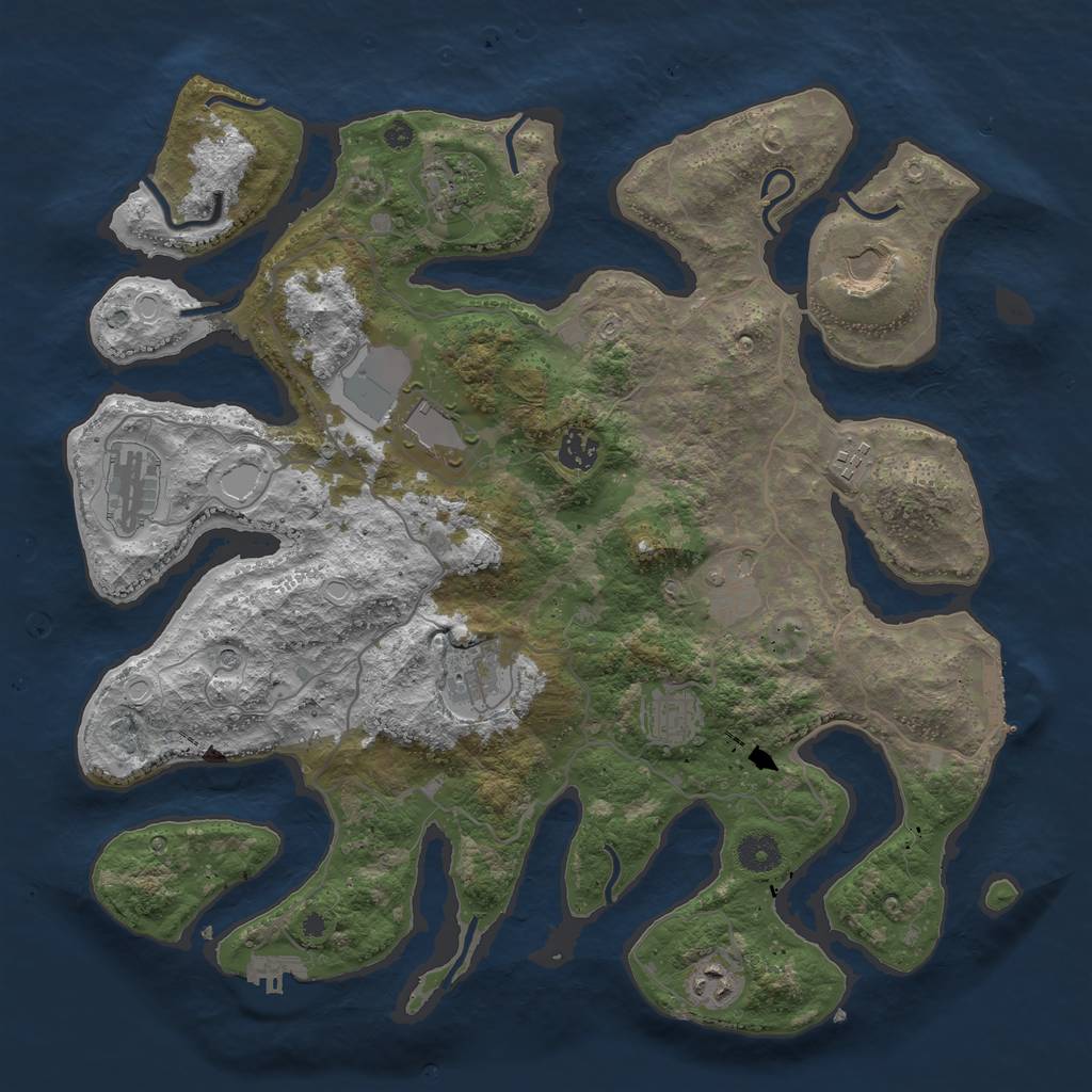 Rust Map: Procedural Map, Size: 4000, Seed: 989413, 21 Monuments