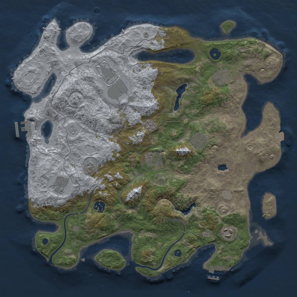 Rust Map: Procedural Map, Size: 4000, Seed: 132421, 14 Monuments