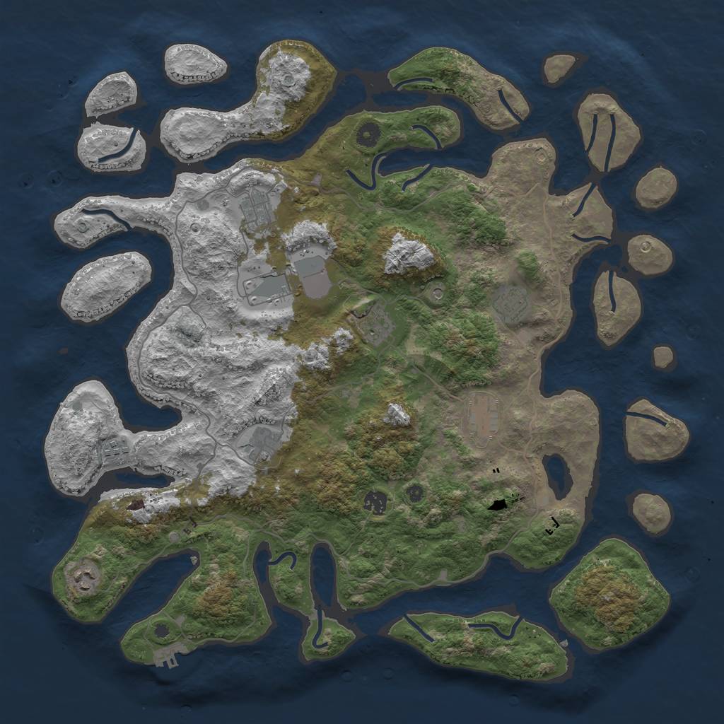 Rust Map: Procedural Map, Size: 4500, Seed: 1463275595, 13 Monuments