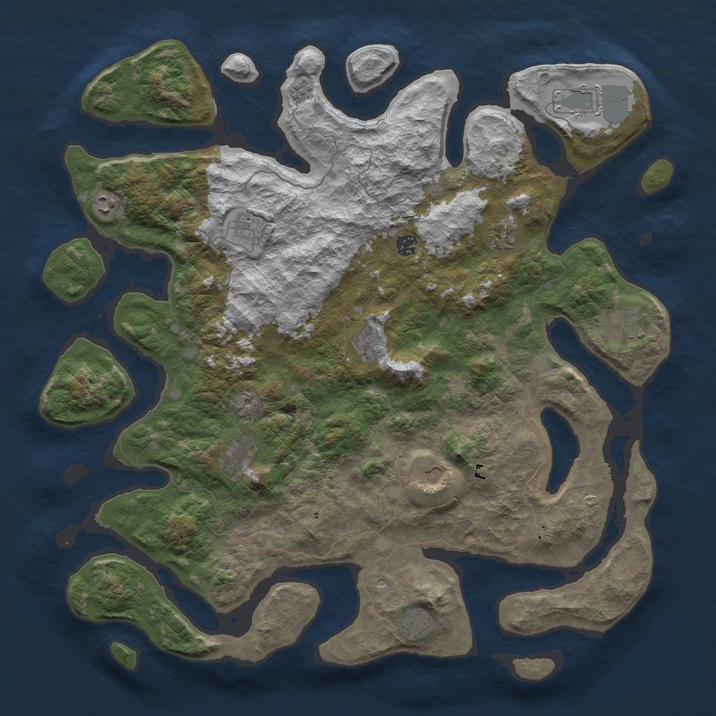 Rust Map: Barren, Size: 5000, Seed: 126, 14 Monuments