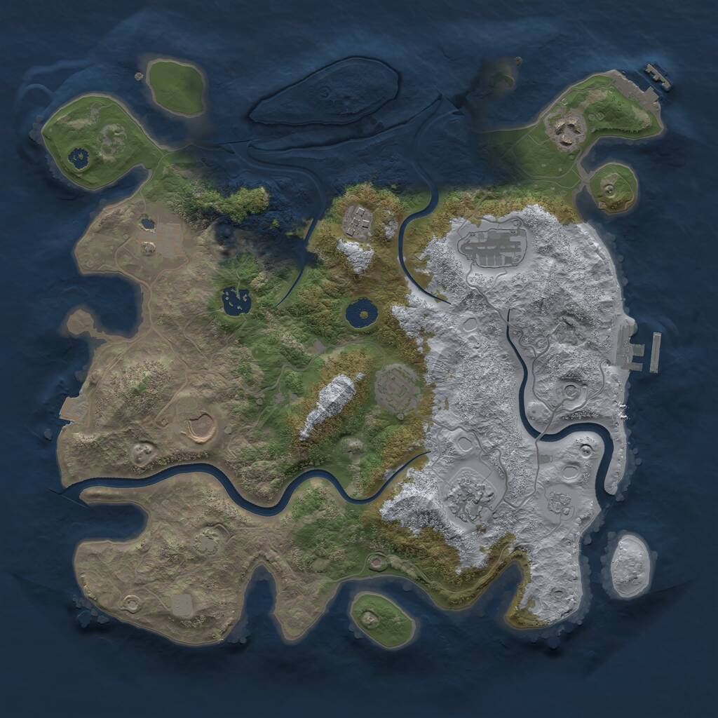 Rust Map: Procedural Map, Size: 3600, Seed: 860650248, 14 Monuments
