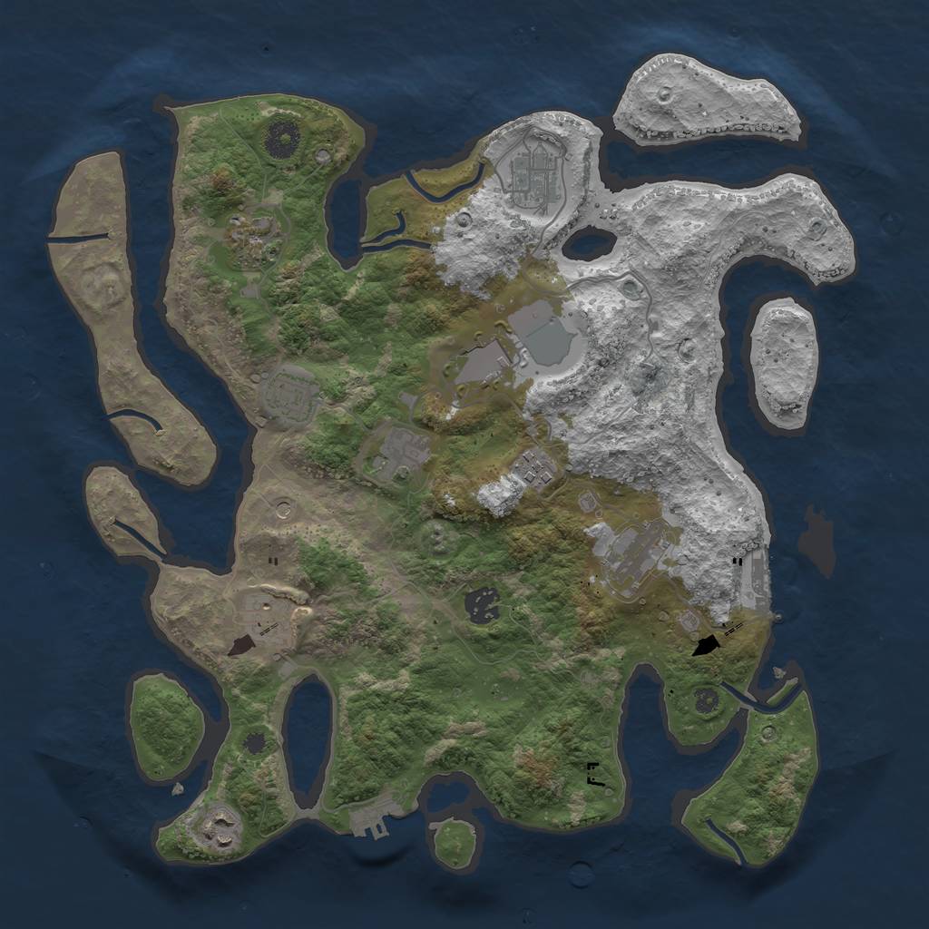 Rust Map: Procedural Map, Size: 3750, Seed: 2090353314, 15 Monuments