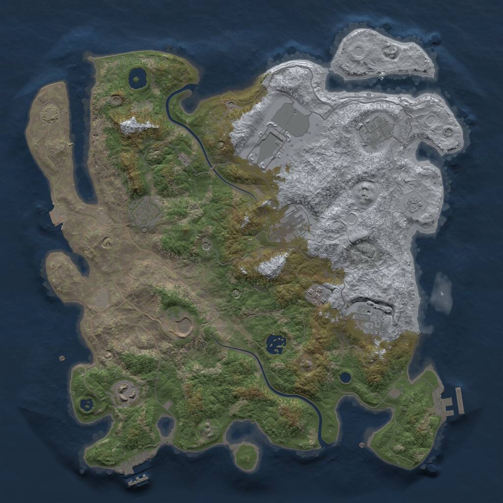 Rust Map: Procedural Map, Size: 3750, Seed: 2090353314, 15 Monuments