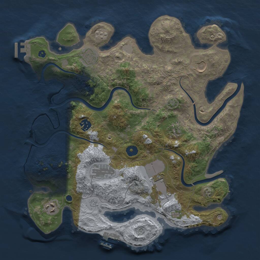 Rust Map: Procedural Map, Size: 3500, Seed: 523274, 14 Monuments