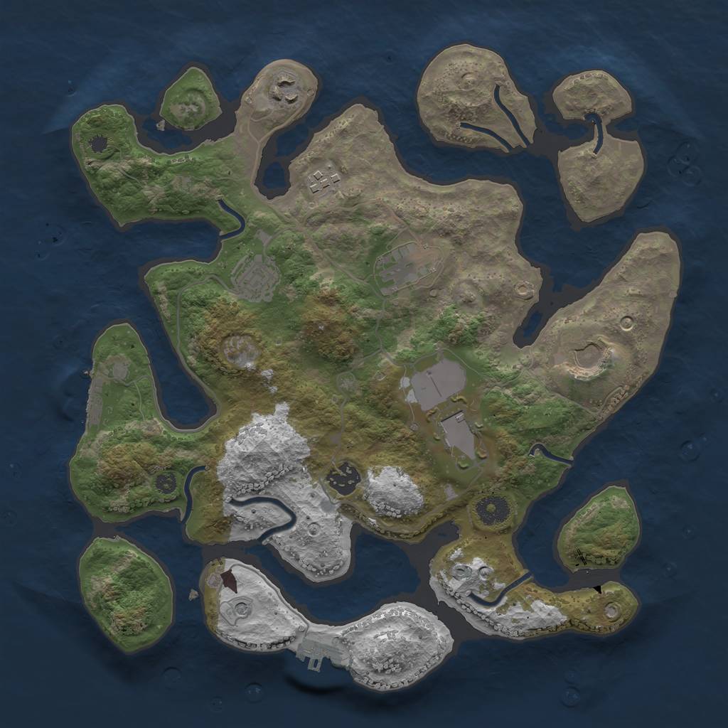 Rust Map: Procedural Map, Size: 3500, Seed: 523274, 12 Monuments