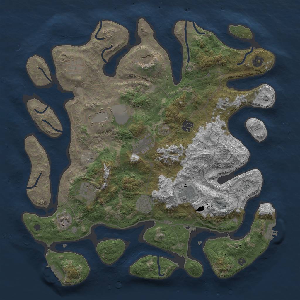 Rust Map: Procedural Map, Size: 4000, Seed: 471819, 21 Monuments