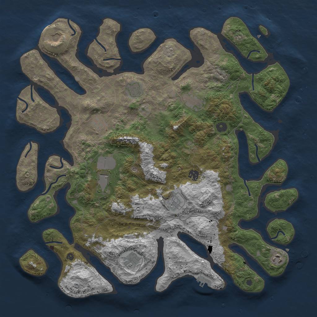 Rust Map: Procedural Map, Size: 4500, Seed: 619162, 14 Monuments