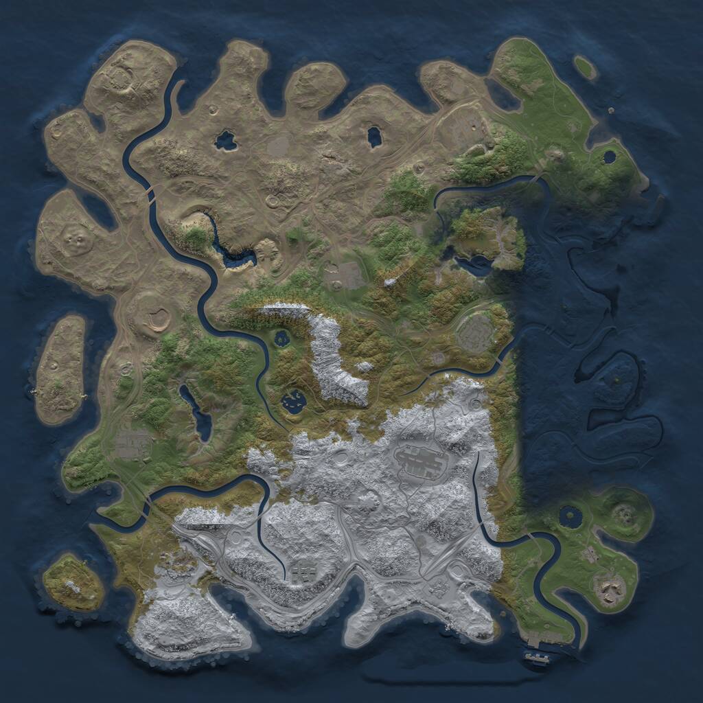 Rust Map: Procedural Map, Size: 4500, Seed: 619162, 16 Monuments