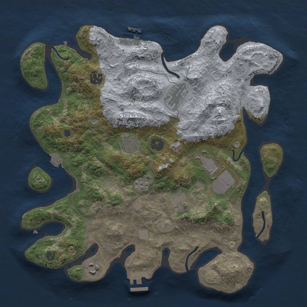 Rust Map: Procedural Map, Size: 3500, Seed: 816293, 13 Monuments