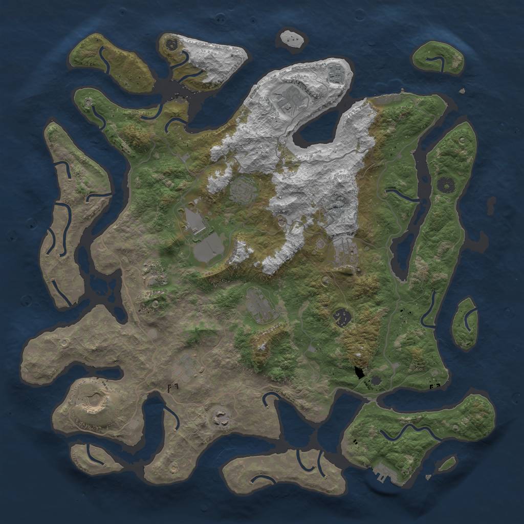 Rust Map: Procedural Map, Size: 4500, Seed: 512132, 16 Monuments