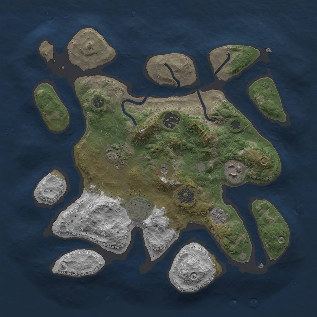 Rust Map: Procedural Map, Size: 3000, Seed: 1976487321, 8 Monuments