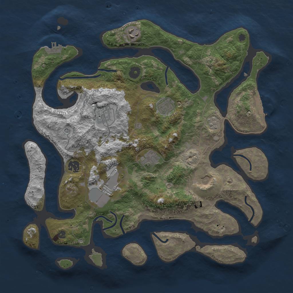 Rust Map: Procedural Map, Size: 3750, Seed: 67050279, 13 Monuments