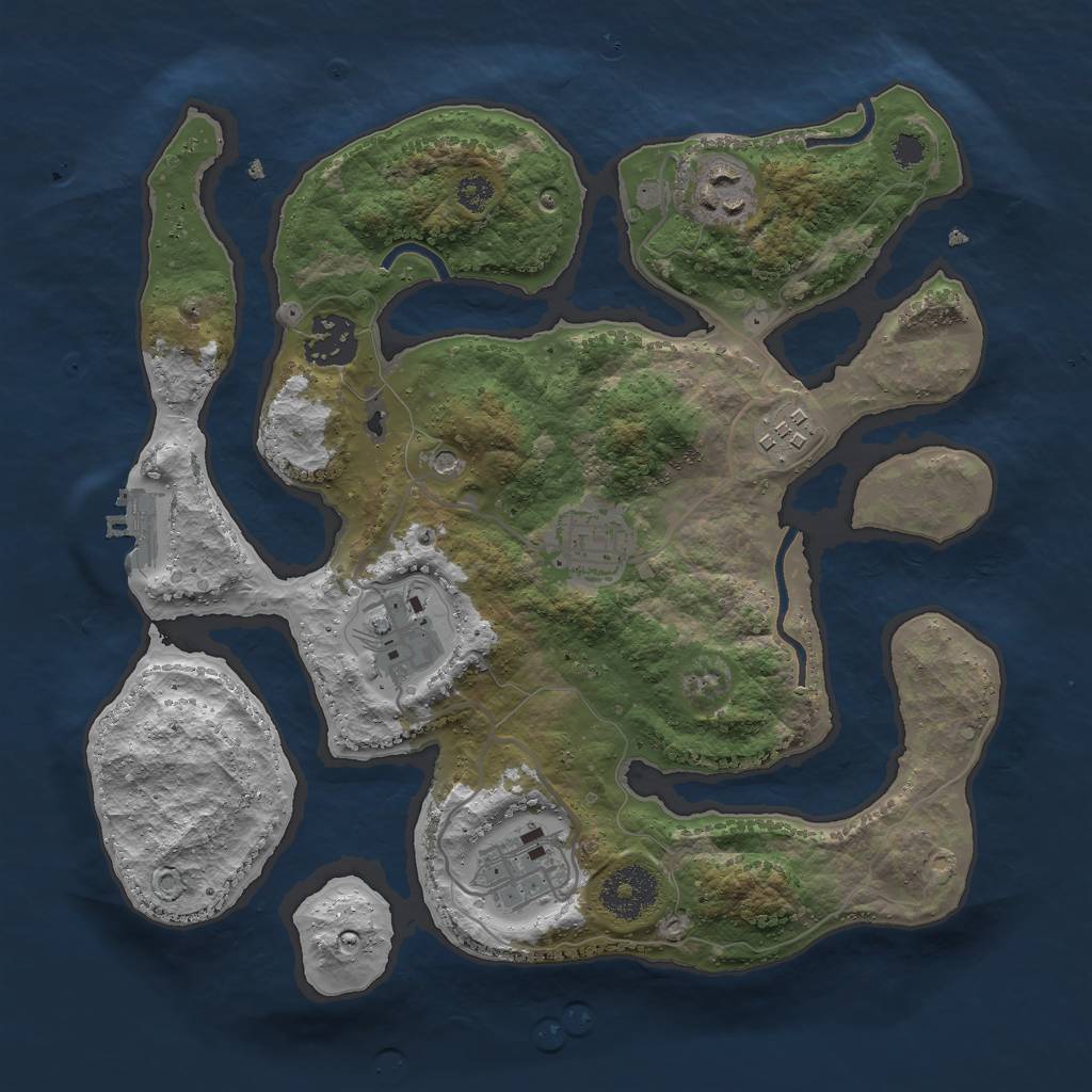 Rust Map: Procedural Map, Size: 3000, Seed: 1383868569, 10 Monuments