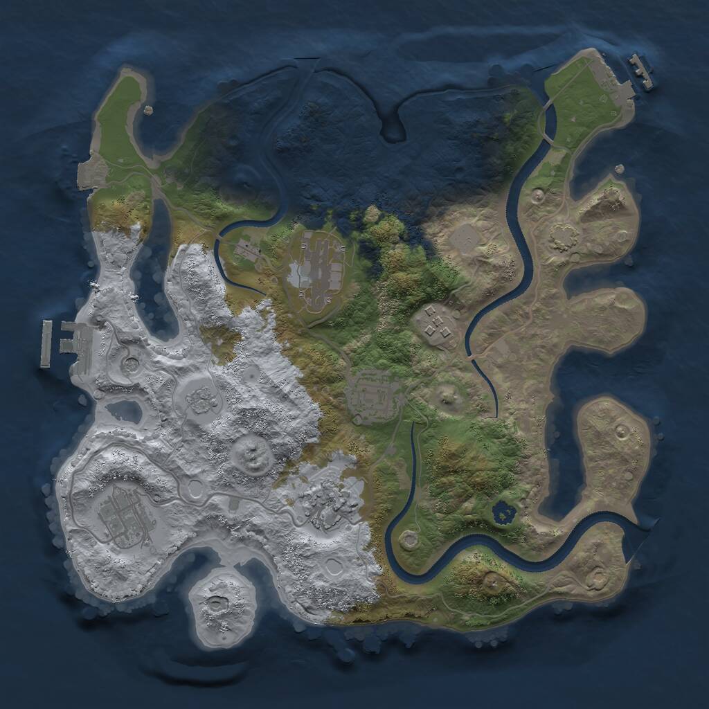 Rust Map: Procedural Map, Size: 3000, Seed: 1383868569, 11 Monuments