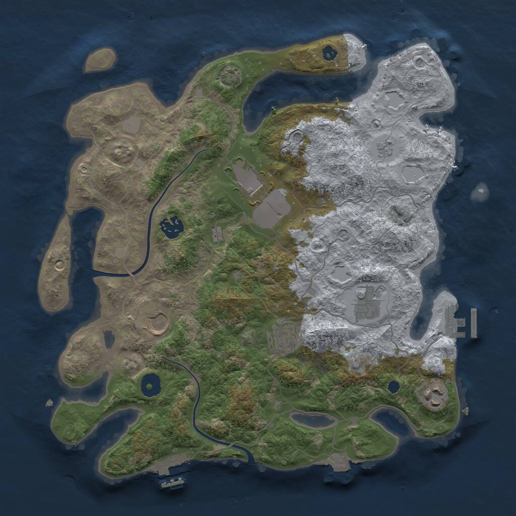 Rust Map: Procedural Map, Size: 3500, Seed: 261396, 12 Monuments