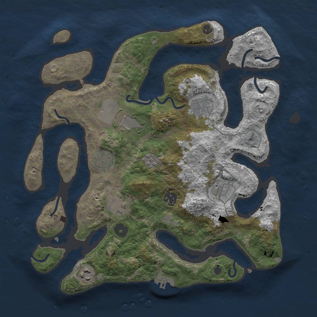 Rust Map: Procedural Map, Size: 3500, Seed: 261396, 11 Monuments