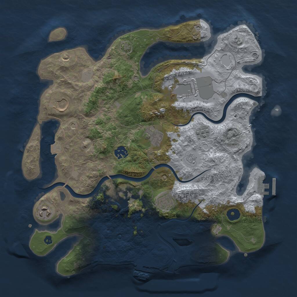Rust Map: Procedural Map, Size: 3500, Seed: 261396, 14 Monuments