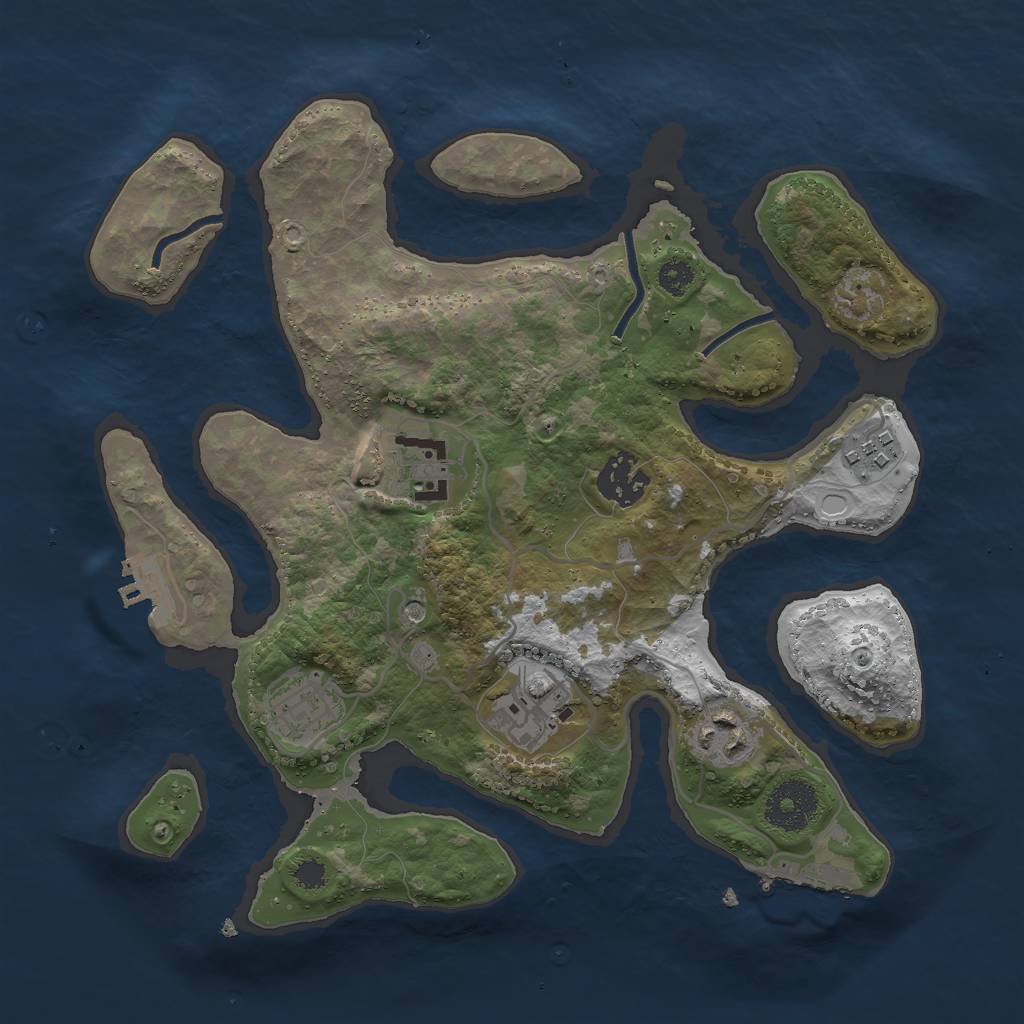 Rust Map: Procedural Map, Size: 3000, Seed: 1535492750, 17 Monuments