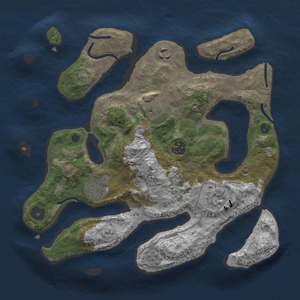 Rust Map: Procedural Map, Size: 3200, Seed: 465875, 9 Monuments