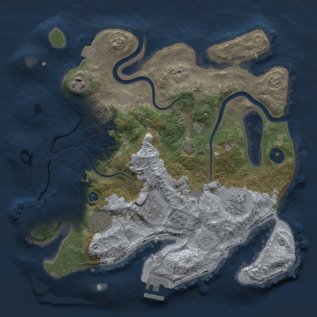 Rust Map: Procedural Map, Size: 3200, Seed: 465875, 11 Monuments