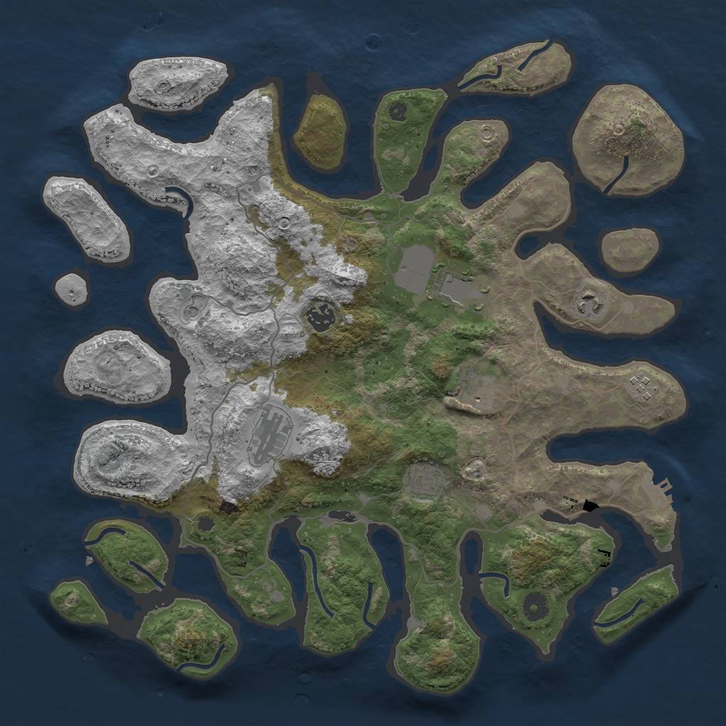 Rust Map: Procedural Map, Size: 4000, Seed: 245456, 11 Monuments