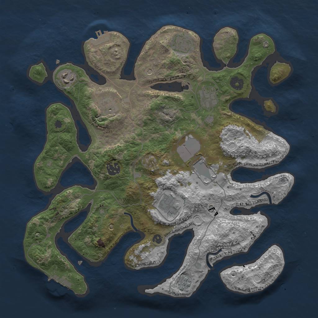 Rust Map: Procedural Map, Size: 3500, Seed: 100020217, 16 Monuments