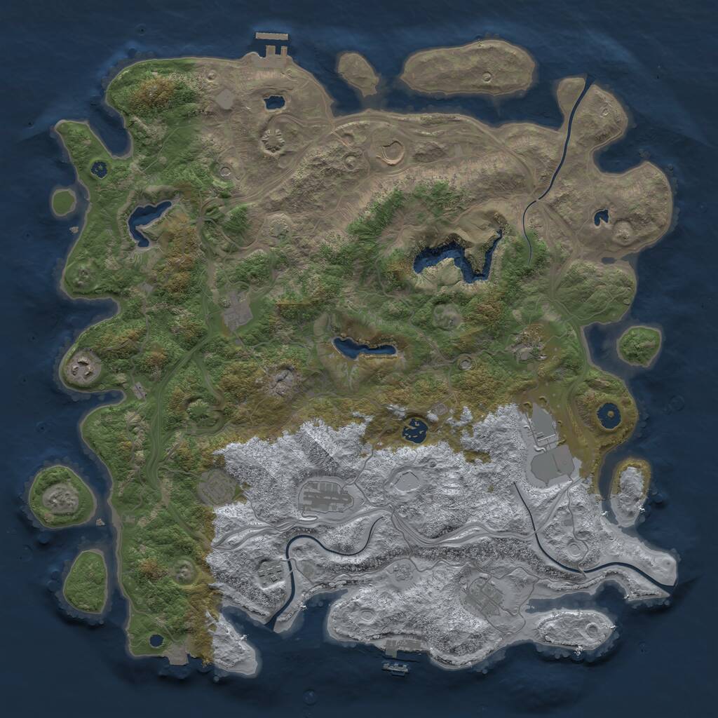 Rust Map: Procedural Map, Size: 4500, Seed: 380739, 16 Monuments