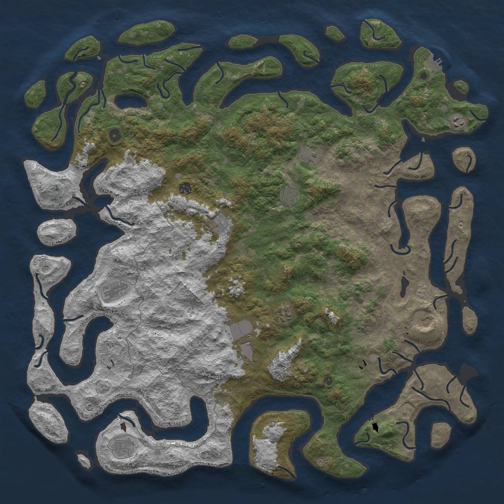 Rust Map: Procedural Map, Size: 6000, Seed: 1383868569, 15 Monuments