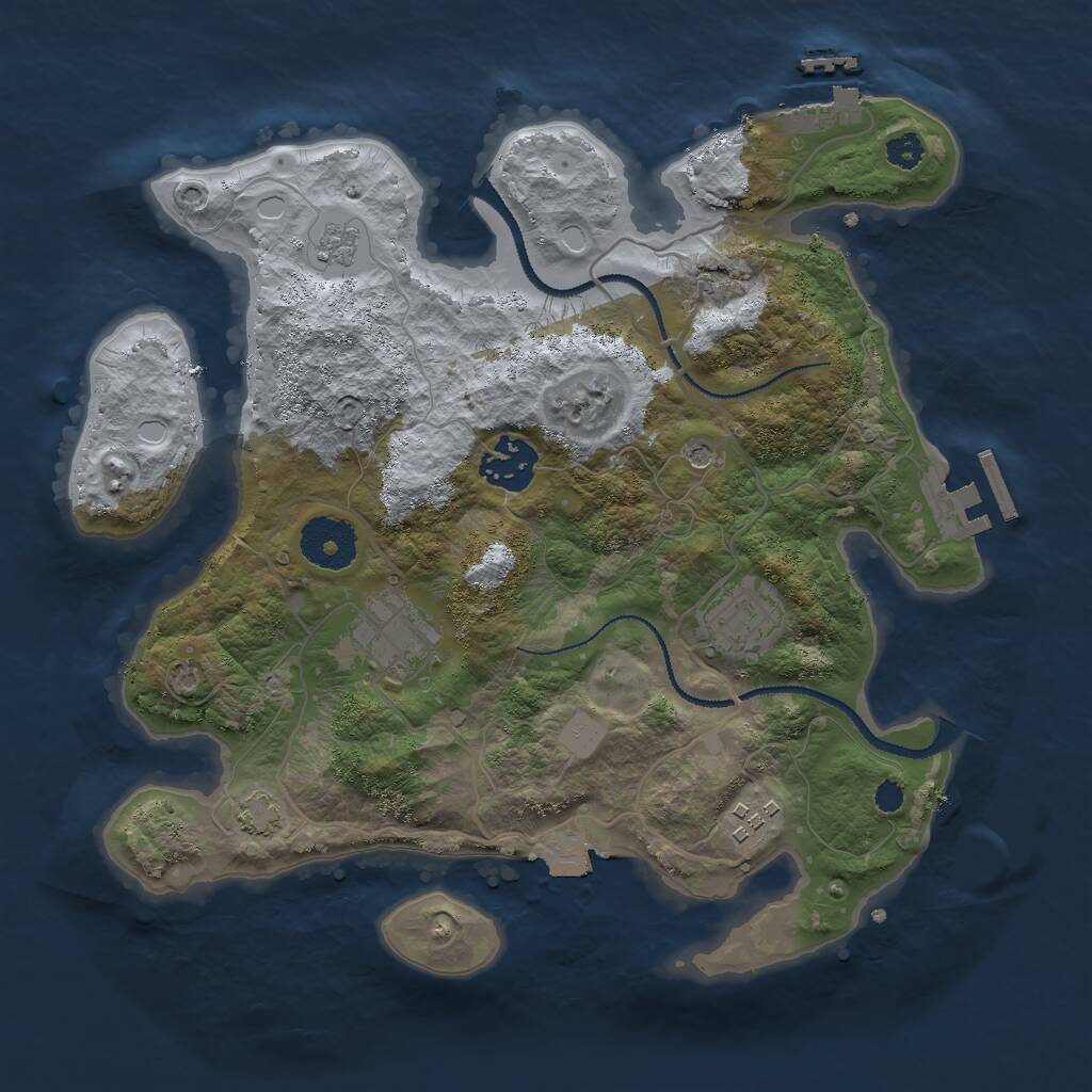 Rust Map: Procedural Map, Size: 3000, Seed: 1545153656, 10 Monuments