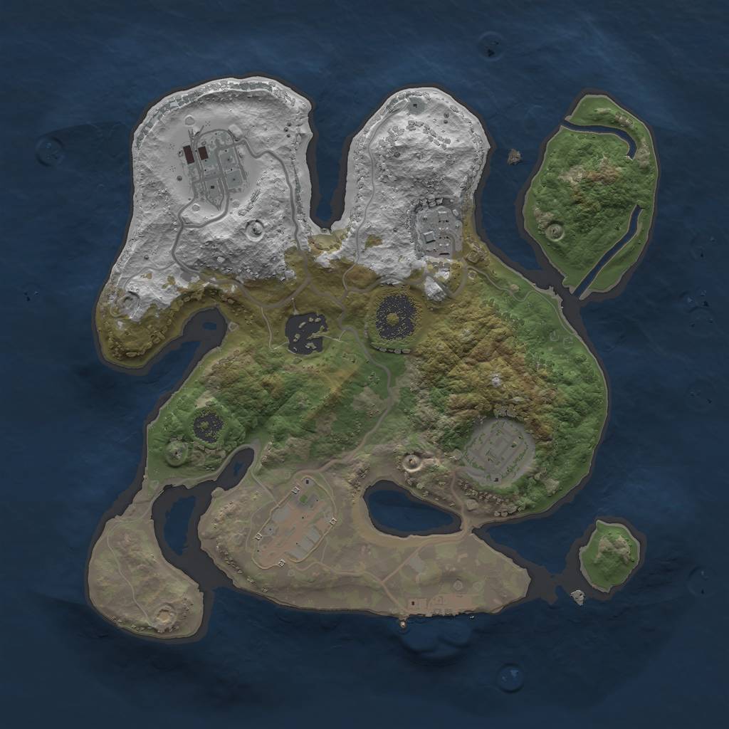 Rust Map: Procedural Map, Size: 2500, Seed: 870986207, 8 Monuments