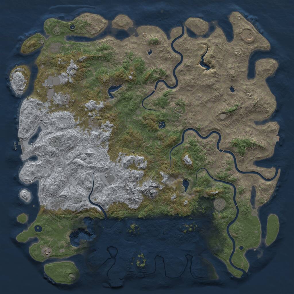 Rust Map: Procedural Map, Size: 6000, Seed: 21858, 17 Monuments