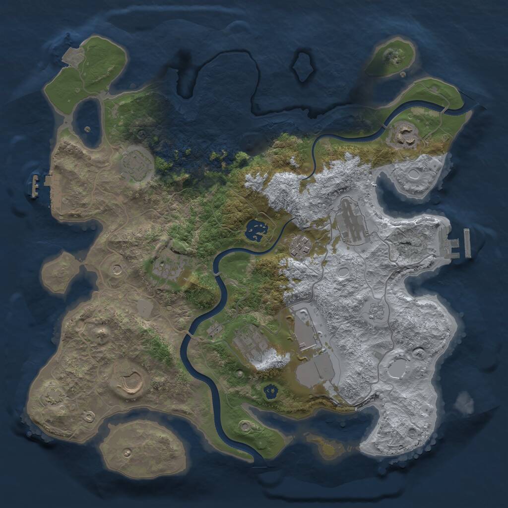 Rust Map: Procedural Map, Size: 3500, Seed: 516643, 15 Monuments