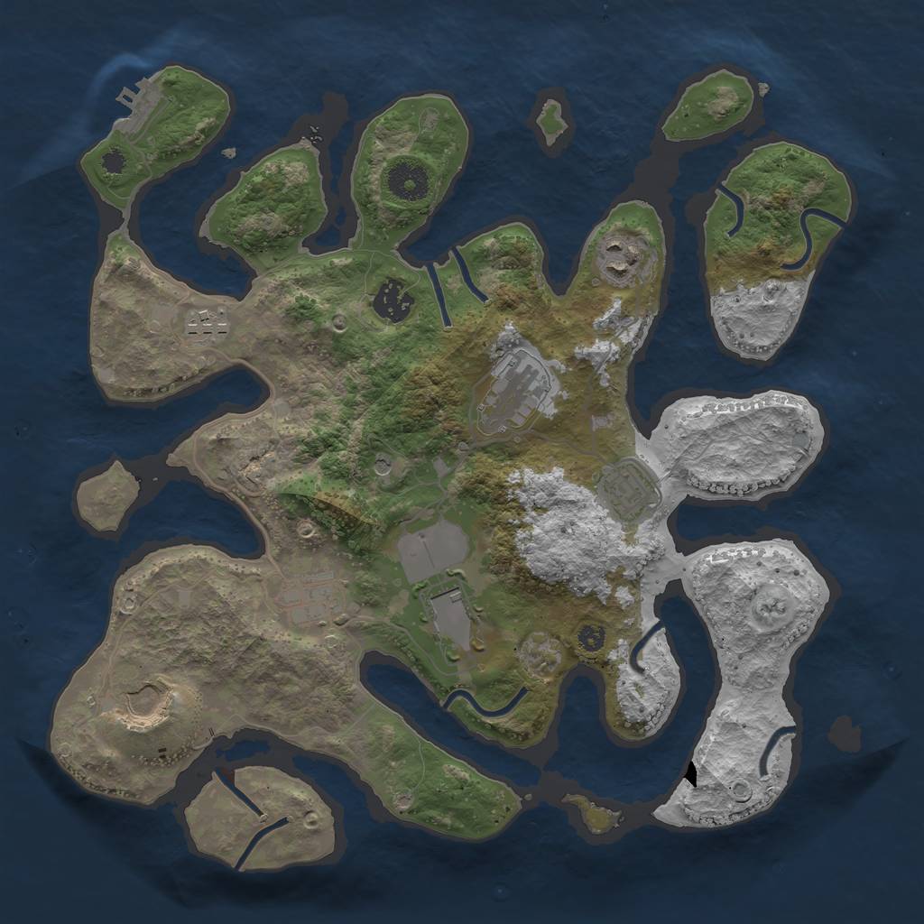 Rust Map: Procedural Map, Size: 3500, Seed: 516643, 12 Monuments