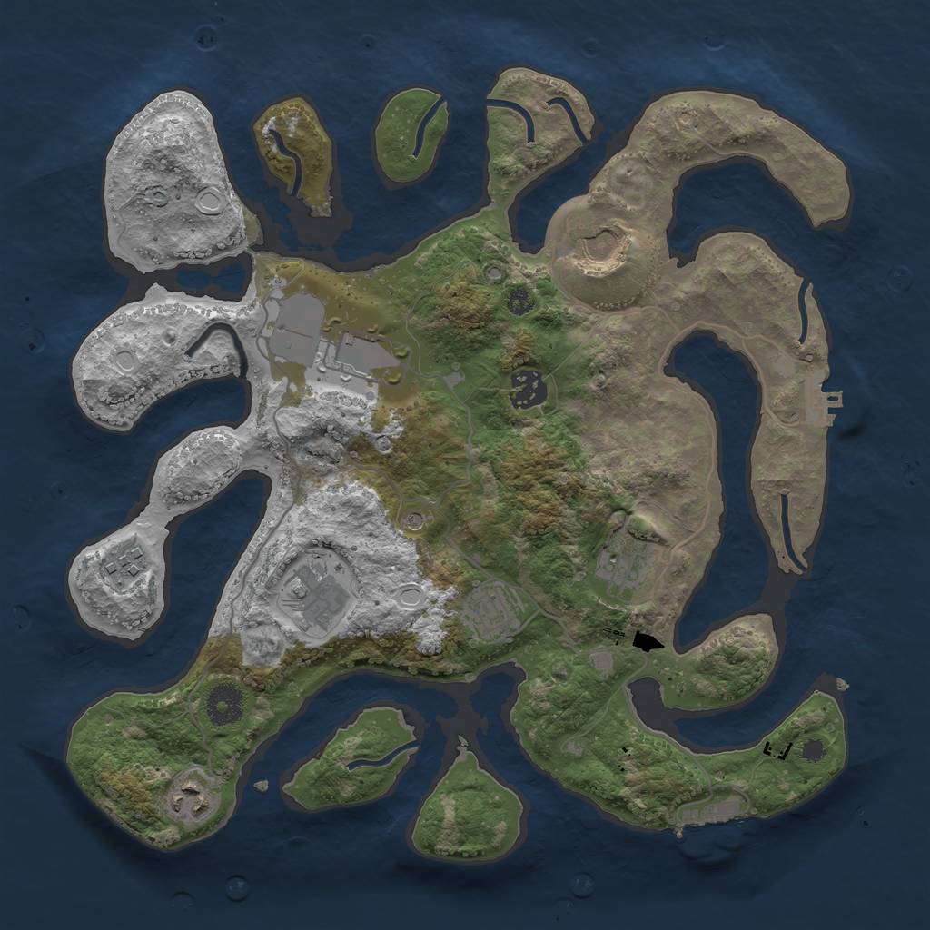 Rust Map: Procedural Map, Size: 3500, Seed: 219044656, 16 Monuments