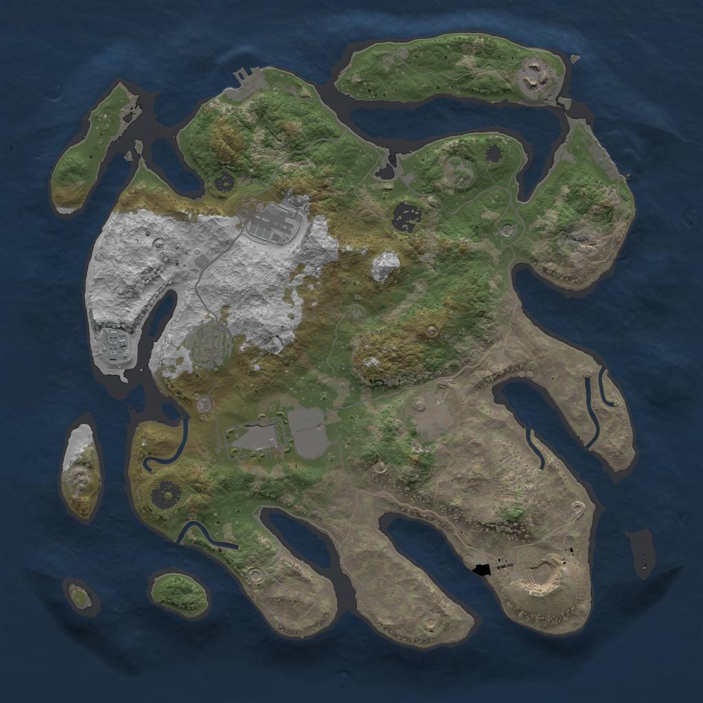 Rust Map: Procedural Map, Size: 3650, Seed: 2, 13 Monuments