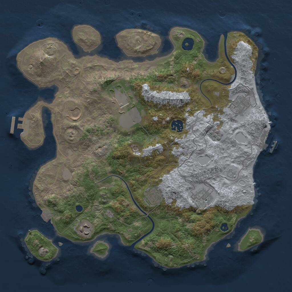 Rust Map: Procedural Map, Size: 3500, Seed: 139512051, 14 Monuments