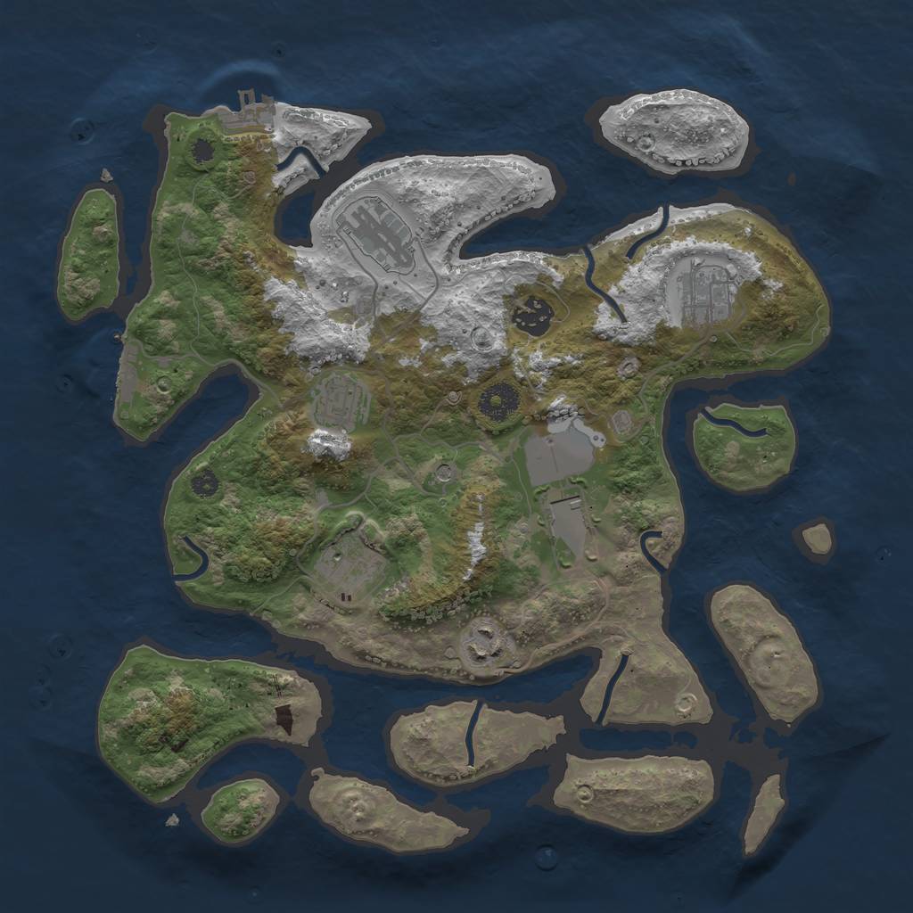 Rust Map: Procedural Map, Size: 3500, Seed: 926060, 12 Monuments