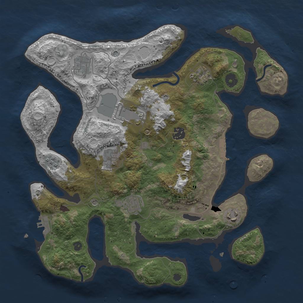 Rust Map: Procedural Map, Size: 3500, Seed: 308345, 19 Monuments