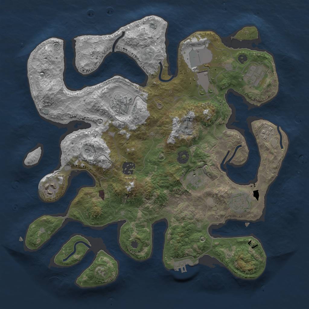 Rust Map: Procedural Map, Size: 3500, Seed: 281632, 12 Monuments