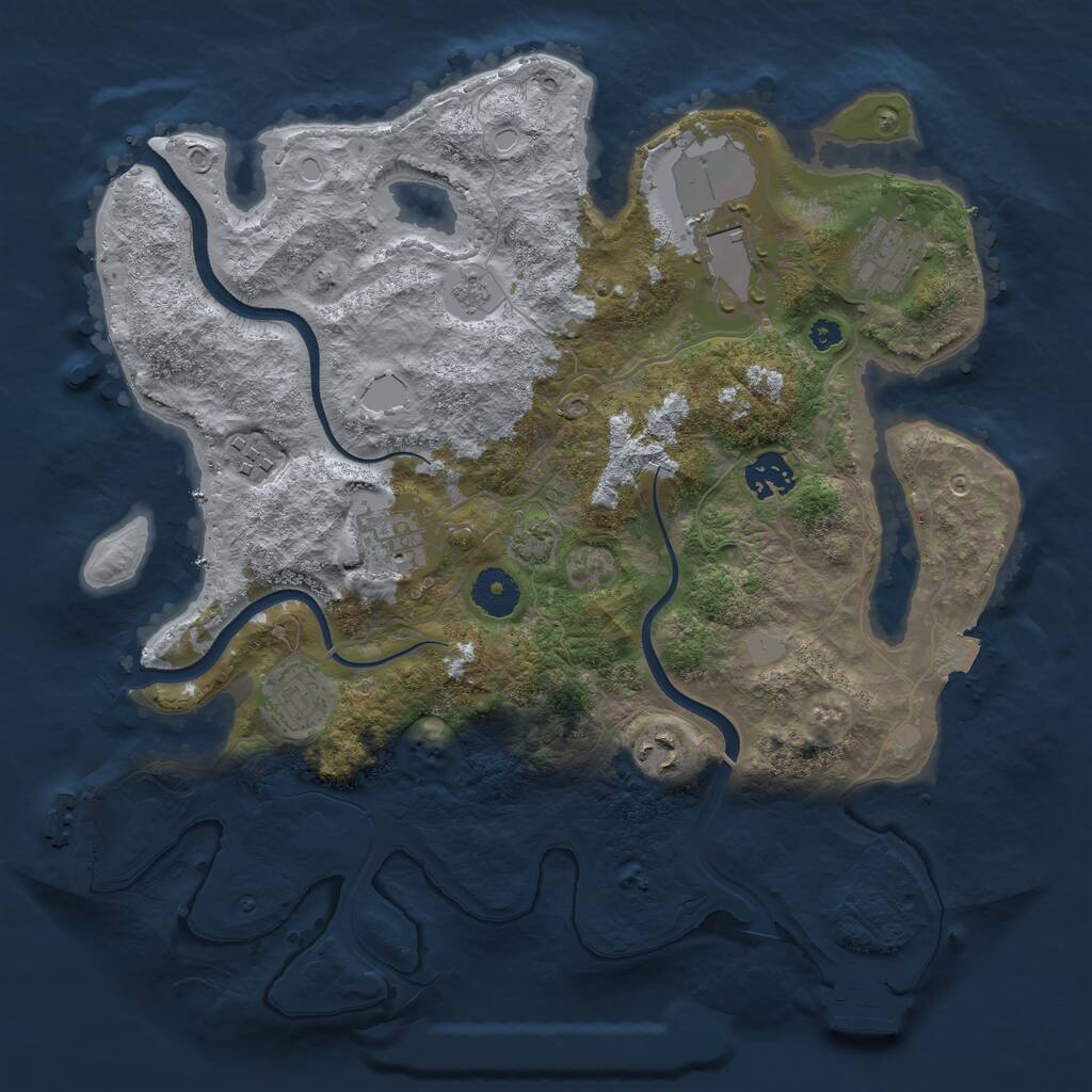 Rust Map: Procedural Map, Size: 3500, Seed: 281632, 12 Monuments