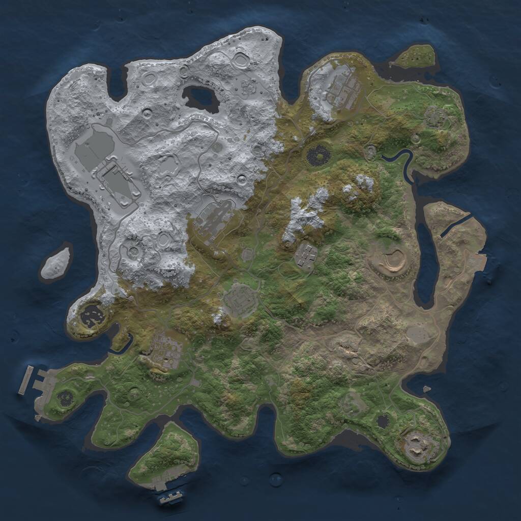 Rust Map: Procedural Map, Size: 3500, Seed: 281632, 15 Monuments