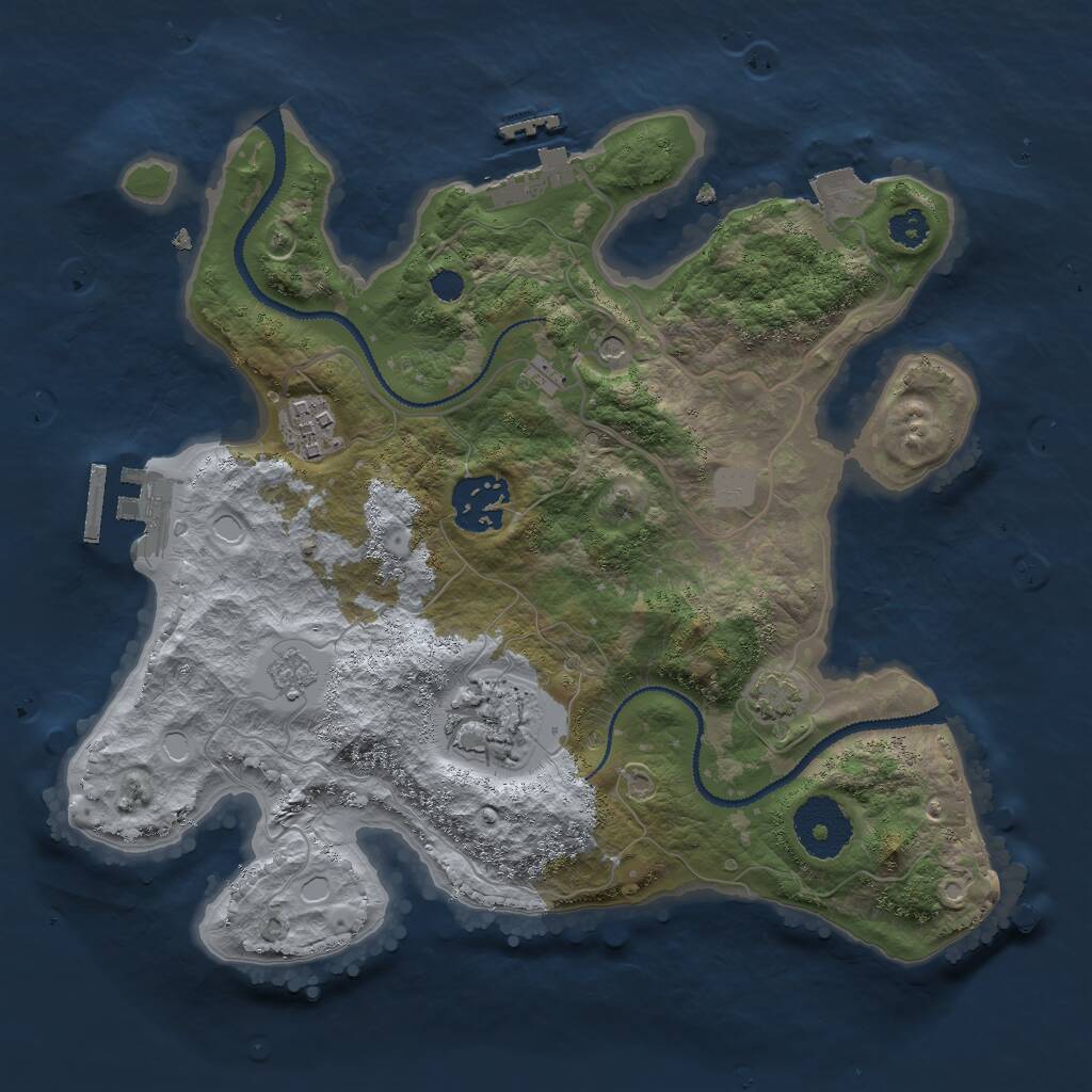 Rust Map: Procedural Map, Size: 2800, Seed: 54346, 9 Monuments