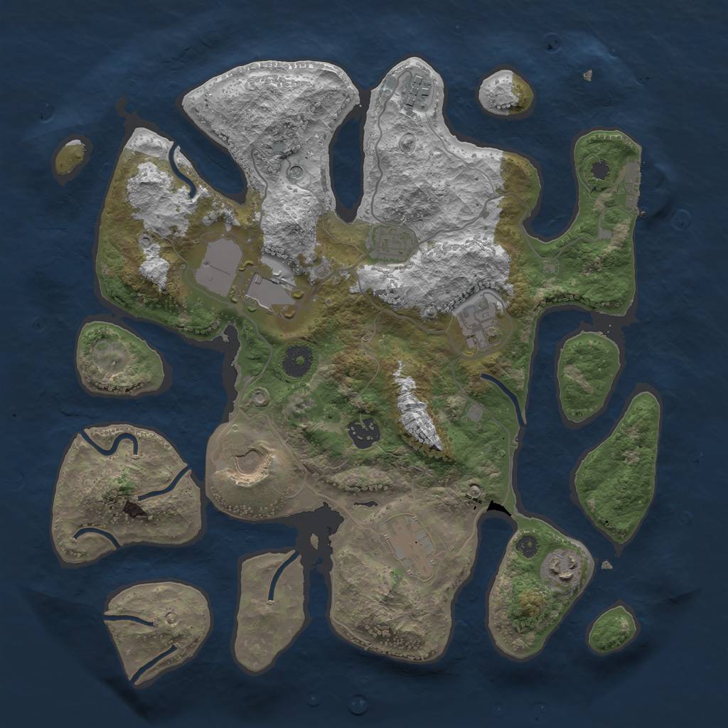 Rust Map: Procedural Map, Size: 3500, Seed: 762801, 12 Monuments