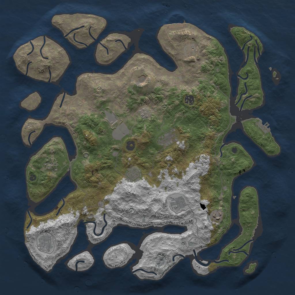 Rust Map: Procedural Map, Size: 4500, Seed: 598351, 16 Monuments