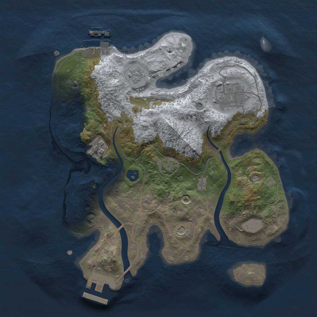 Rust Map: Procedural Map, Size: 2500, Seed: 251839, 8 Monuments