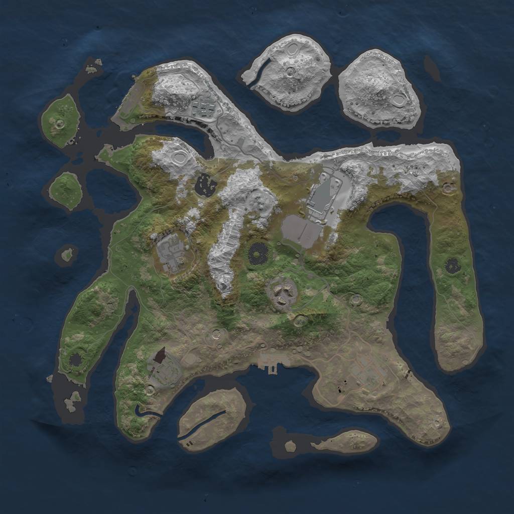 Rust Map: Procedural Map, Size: 3500, Seed: 237486, 18 Monuments