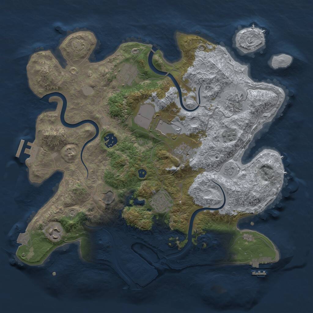 Rust Map: Procedural Map, Size: 3500, Seed: 345909, 15 Monuments